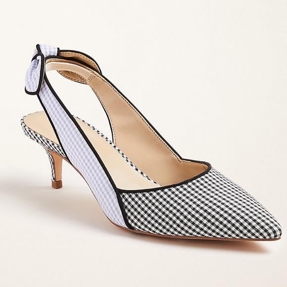 Ann Taylor Shoes - Ann Taylor Tanja gingham bow sling back NWOT size 9